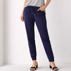 Navy Blue Drawstring Jogger Pants Elastic Waist Lounge Casual Size M